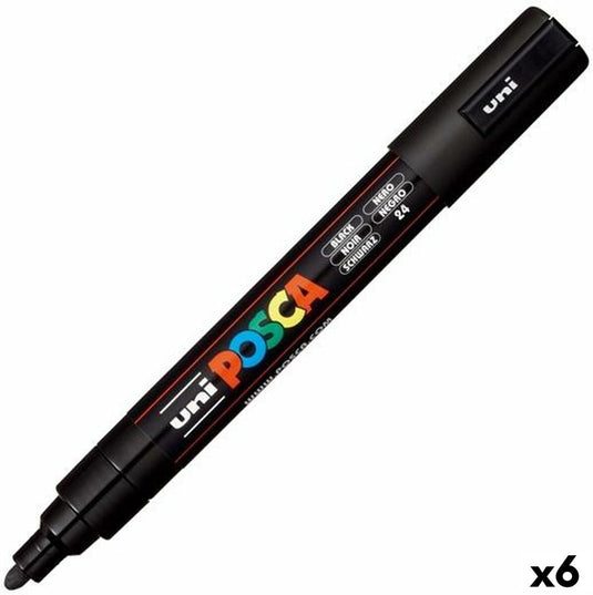 Posca - verfstift pc5m m zwart | 6 stuks