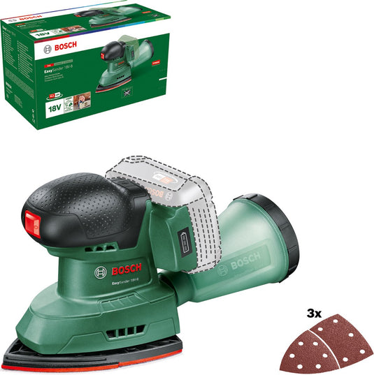 Bosch groen easysander 18v-8 accu multischuurmachine | incl. 3 schuurbladen | zonder accu en lader - 06033e3000