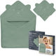 Lionelo muslin hooded baby towel – zachte babyhanddoek met capuchon van 100% katoenen mousseline – zachte badcape met capuchon – ademend, hypoallergeen irritatievrij – uitstekende absorptie – voor pasgeborenen oudere kinderen – 75x75 cm