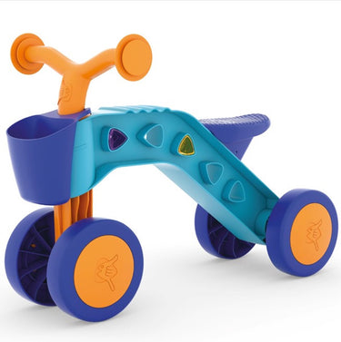 Chillafish loopfiets 1 jaar voor jongens en meisjes met speelblokken - loopwagen voor peuters tot 3 jaar met mandje - blauw - lichtgewicht - stille anti slip banden voor binnen en buiten - stabiele vierwieler - model itsibitsi
