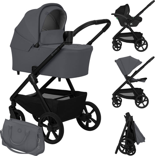 Lionelo carmine kinderwagen 3 in 1 – inclusief astrid i-size autostoel – graveltech all-terrain wielen – 3d ventilatie airydots matras – anti-reflux reiswieg – comfortabele vering – inklapbaar met zitting – upf50+ – complete accessoireset