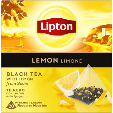 Lipton lemon tea - 80 theezakjes piramid - zwarte thee citroen - 4 x 20 zakjes - voordeelverpakking