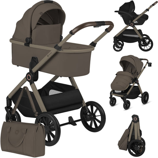 Lionelo layla - kinderwagen 3in1 - xxl set - incl. i-size autostoel - veelzijdig en jaarrond - grote wielen - bediening met een hand - voor alle soorten terrein - accessoireset