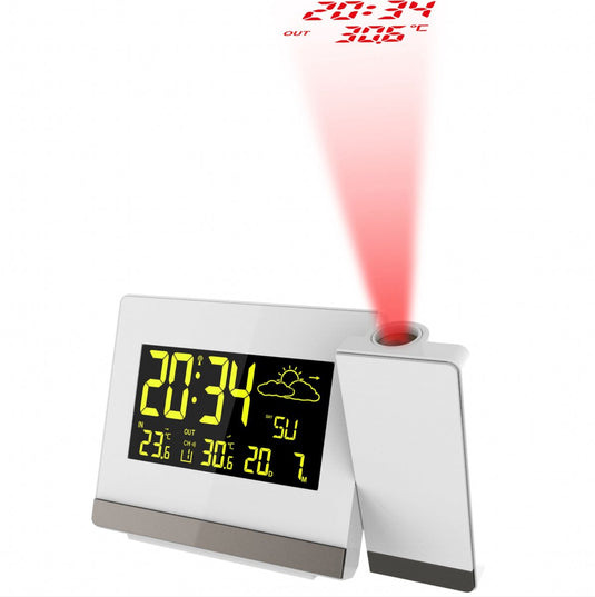 Technoline radio gestuurde wekker - projectie van tijd en temperatuur - inc. buitensensor - weersvoorspelling - datum - wt 549