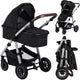 Lionelo amber 2 in 1 combi kinderwagen met reiswieg wandelwagen – vanaf geboorte tot 22 kg – luchtbanden, volledige vering, omkeerbaar zitje – accessoires: luiertas, klamboe, regenhoes, verschoonmatje