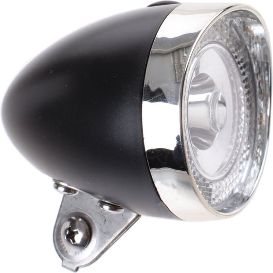 Simson voorvorkkoplamp Classic Mini zwart incl. bat. op kaart
