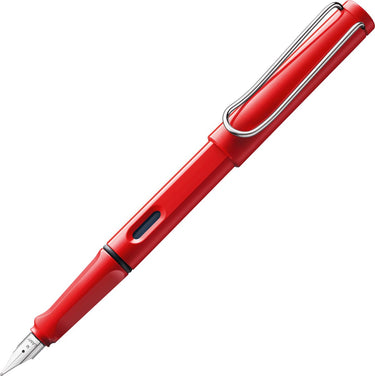Lamy safari vulpen 016 - gemaakt van robuust kunststof in rood - met ergonomisch grip en stalen penpunt in breedte (b), inclusief t 10 blauwe inktpatroon
