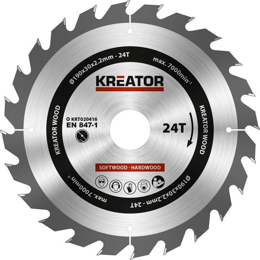 Kreator krt020416 zaagblad hout 190 mm -24t