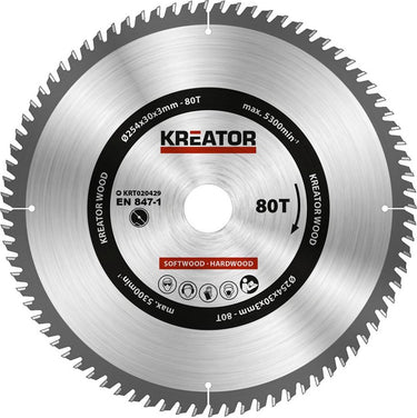 Kreator krt020429 zaagblad hout 254 mm -80t