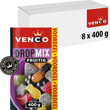 Venco fruitige dropmix - drop fruitsmaak - 8x400g