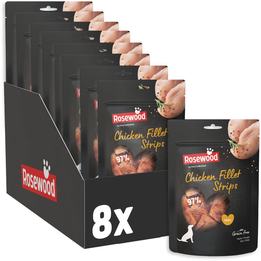 Rosewood chicken fillet strips small - hondensnack - 97% kip - eiwitrijk en vetarm - 8 x 170 g
