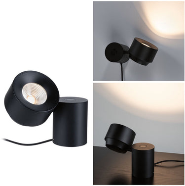 Paulmann led-tafellamp 3-step-dim pane 2700k 300lm 3w zwart