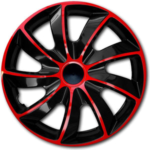 Quad 13 wieldoppen - rood en zwart, set van 4 stuks