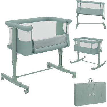 Lionelo aurora 3in1 co-sleeper - babybedje tot 9 kg - meegroeibed - 4 wielen met rem - campingbedje – verstelbare hoogte – ademend gaas – inclusief matras transporttas – afneembare bekleding