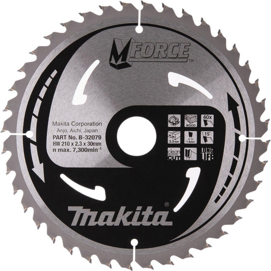 Makita 210 x 30 mm 40-tands cirkelzaagblad hout | mforce - b-32079