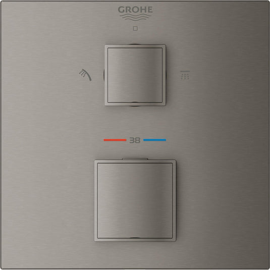 Grohe grohtherm cube douchethermostaatkraan - met trim set - hard graphite - 24154al0