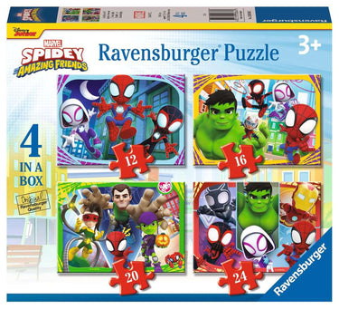 Ravensburger spidey and his amazing friends 4in1box puzzel - 12+16+20+24 stukjes - kinderpuzzel
