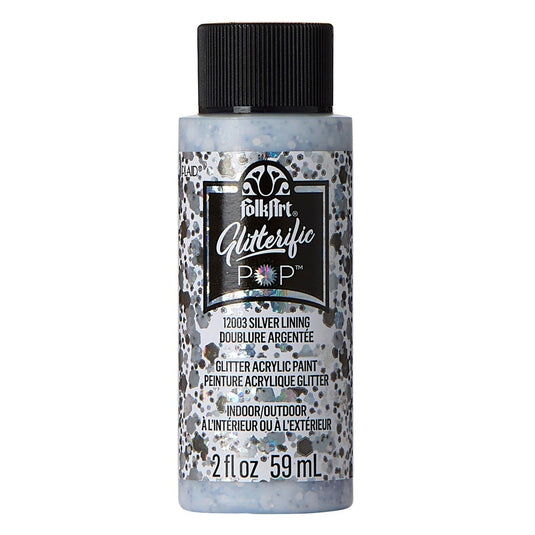Folkart • glitterific pop acrylic paint silver lining 59ml
