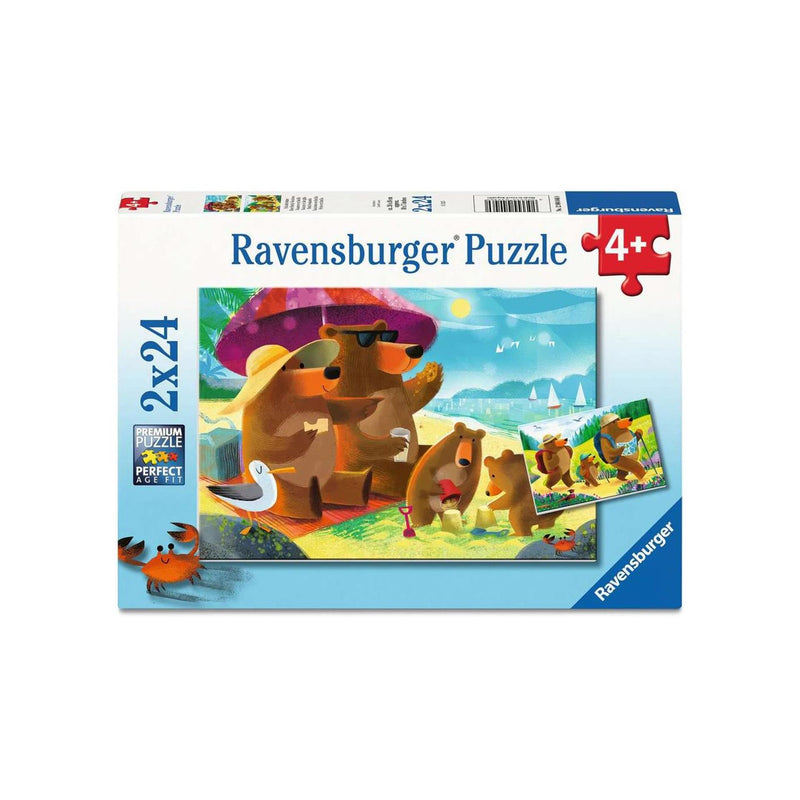 Afbeelding laden in galerijviewer, Ravensburger puzzel bear family vacations 2x24 stukjes
