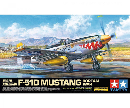 Tamiya modelbouwpakket militaire voertuigen - 60328 f-51d mustang korean war plastic - 1:32 - modelbouw