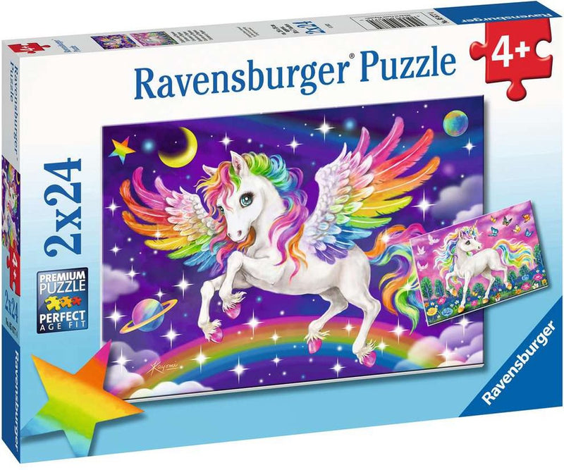 Afbeelding laden in galerijviewer, Ravensburger puzzel unicorn and pegasus - legpuzzel - 2x24 stukjes
