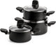 Greenpan memphis pannenset 6-delig - 16 18 20cm - 1.6 2.1 3.1l - pfas-vrije antikleeflaag - pannenset inductie - keramische pan - ovenbestendig tot 160°c - koudgrepen - met glazen deksel - zwart