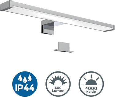 B.k.licht - led spiegellamp - chroom - badkamerlamp - spiegelverlichting - l:40cm - ip44 - 4.000k - 600 lumen - 7w led