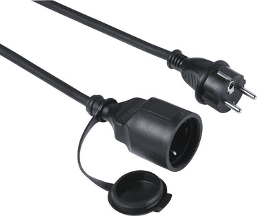 Hama verlengkabel met aarde - schuko - 10m kabel - voor buiten ip44 - zwart