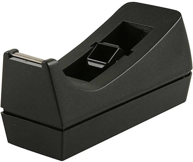 Creativ company plakbandhouder - verzwaard - zwart - kunststof - 7 x 17 cm - met afscheur kartels strip - voor normaal formaat rolletjes