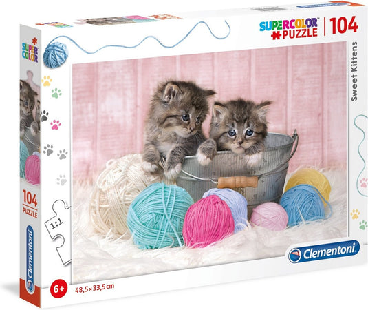 Clementoni legpuzzel supercolor sweet kittens 104 stukjes