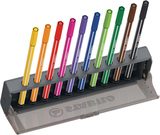 Stabilo pen 68 - premium viltstift - click set - 10 verschillende kleuren