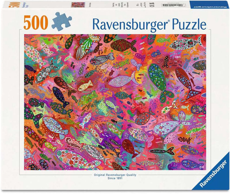 Afbeelding laden in galerijviewer, Ravensburger legpuzzel fish in fuchsia - 500st.
