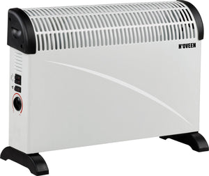 Noveen convector heater ch-5000 met turbo fan - elektrische convector verwarming kachel - staand of hangend - maximaal 2000w - wit