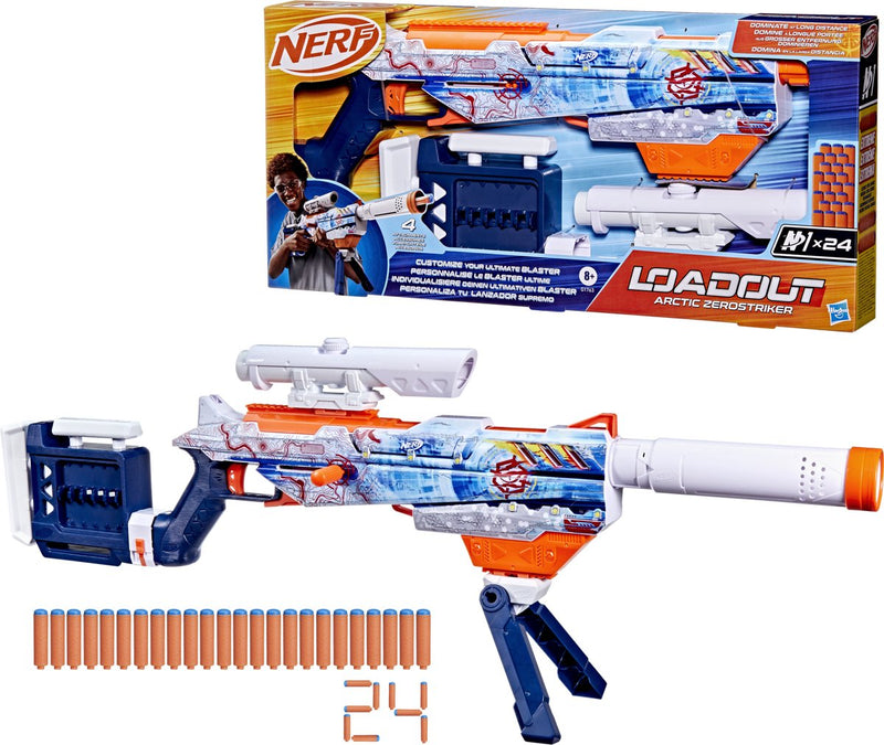 Afbeelding laden in galerijviewer, Nerf loadout arctic zerostriker blaster en 24 n1-darts
