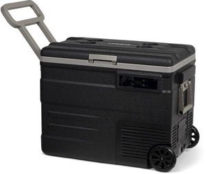 Steamy -e single zone roller elektrische compressor koelbox op wielen - single zone - 55 liter - 12v en 230v - voor auto en camping - frigobox - zwart