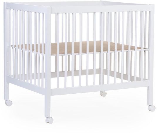 Childhome park 97 - box met wieltjes - verstelbaar op 3 hoogtes - hout - wit - 98x78x82 cm