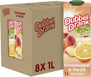 Dubbeldrank - sap - sinaasappel perzik - 8 x 1l