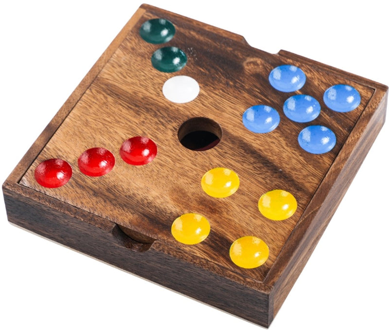 Afbeelding laden in galerijviewer, Engelhart edelstenen spel – walnoothout – 18,3 x 18,3 x 4 cm – inclusief 60 edelstenen – strategisch bordspel –
