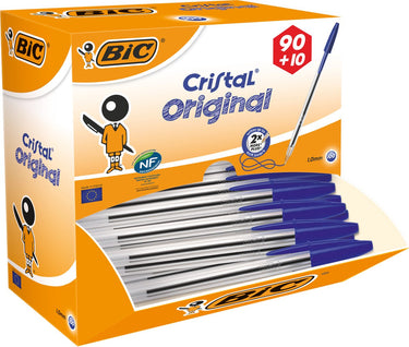 Bic balpen cristal medium 0,4 mm 100 stuks blauw