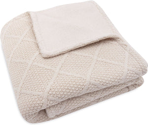Jollein deken ledikant 100x150cm check knit oatmeal teddy fleece