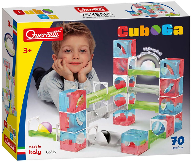 Afbeelding laden in galerijviewer, Quercetti knikkerbaan cuboga - 70-delig bouwspeelgoed voor kinderen.
