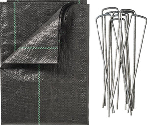 Nature - gronddoek (2 x 5m) met pennen (10 st.) - 100 g m² - zwart - anti-worteldoek