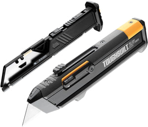Toughbuilt reload utility knife + 2 blade magazines stanleymes met magazijnen met 5x rechte en 5x haakmesjes