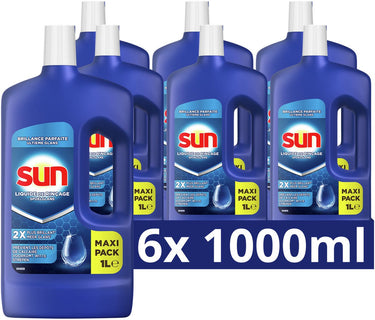 Sun spoelglans - vaatwas - glansspoelmiddel dat witte strepen en kalkaanslag verwijdert en voorkomt en zorgt voor een perfecte glans - 6 x 1 l
