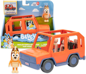 Moose bluey - heeler familie 4wd speelauto - incl. chilli speelfiguur en accessoires - speelset