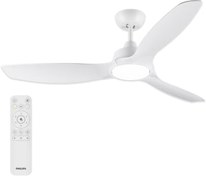 Philips led philips fixed blade ventilator met led lamp - diameter: 132cm - 2650 lumen - instelbaar wit licht van 3000k tot 6500k - dimbaar tot 5% - inclusief afstandsbediening - wit