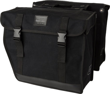 Fastrider canvas hybride 93 dubbele fietstas zwart 41l - afgeschuind - waterafstotend canvas - reflecterend - geschikt voor e-bike