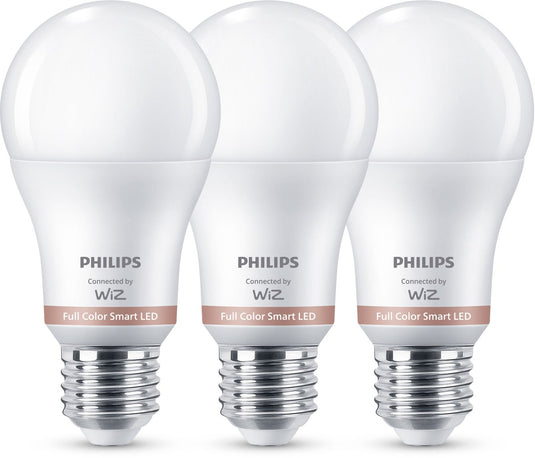 Philips smart lighting - lamp 3-pack - slimme led-verlichting - gekleurd en wit licht - e27 - 60w - mat - wi-fi