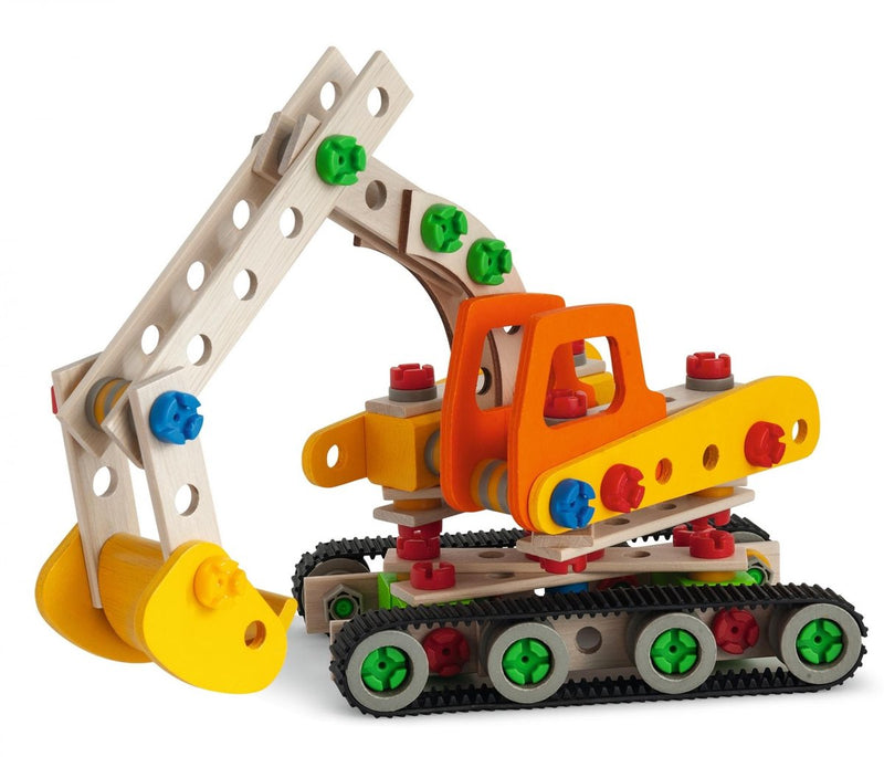 Afbeelding laden in galerijviewer, Eichhorn constructor rupsgraafmachine bouwspeelgoed 170-delig fsc hout.
