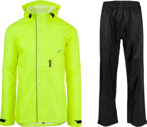 Agu passat - regenpak - fietsregenpak - regenjas en regenbroek - unisex - geel - xl - reflecterend - verstelbare capuchon - ventilerend